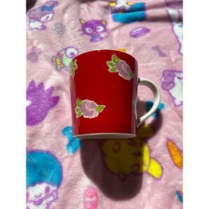 Vintage Starbucks Barista 2004 Purple Roses Red Coffee Mug Cottagecore Floral